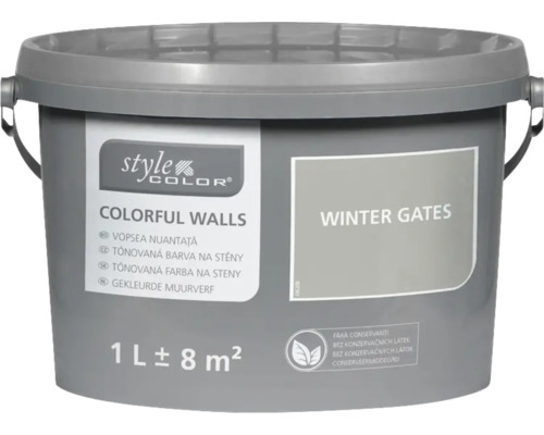 Farba na stenuFarba na steny a strop StyleColor Winter gates sivá 1 l Vedro s jedným litrom farby na steny Winter Gates od Style Color pre farebné steny
