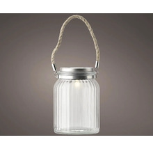 Solárna lampa v skle s držadlom z lana