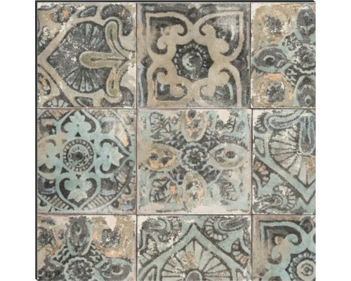 Deväť zdobených keramických dlaždíc vo vintage dizajne