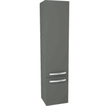 Sivá vysoká skriňa s dvomi dvierkami a úchytkami do kúpeľne