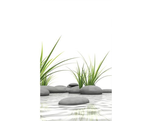 Dekoratívna scéna s riečnymi kameňmi, vodou a trávou