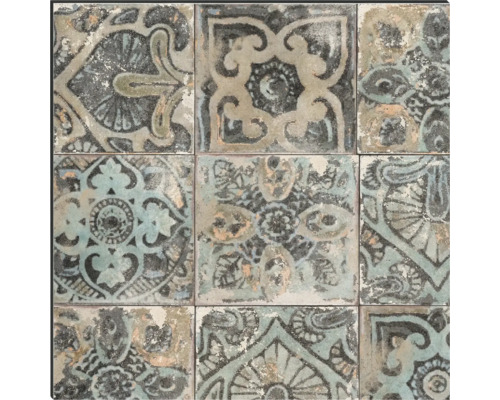 Deväť dlaždíc s rôznymi kvetinovými vzormi