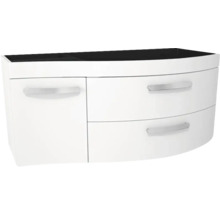 Biela skrinka pod umývadlo s dvoma zásuvkami a jednými dvierkami