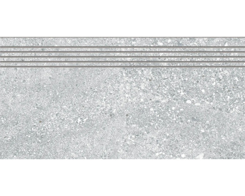 Dlažba na schody imitácia kameňa Stein sivá 30 x 60 cm Stupnica so žliabkovaným povrchom