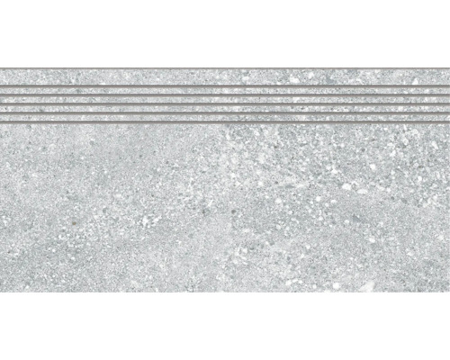 Dlažba na schody imitácia kameňa Stein sivá 30 x 60 cm Stupnica so štruktúrovaným povrchom