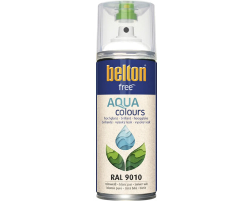 Farba v spreji BELTON čistobiela 9010 lesklá 400 ml Belton Free Aqua Colours sprej RAL 9010