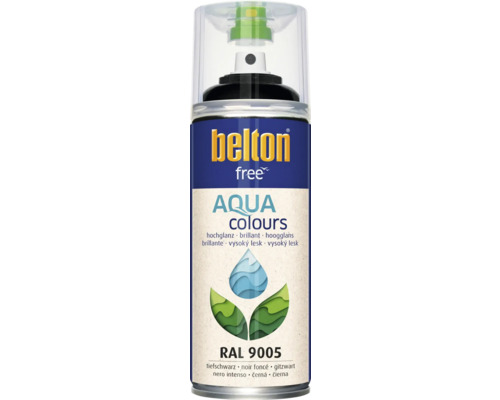 Farba v spreji BELTON čierna 9005 vysoký lesk 400 ml Belton Free Aqua farba v spreji, sýtočierna, RAL 9005