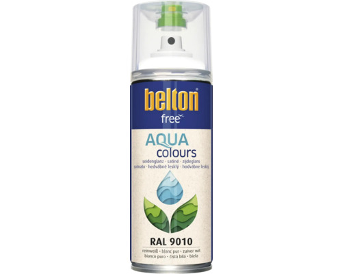 Farba v spreji BELTON čistobiela 9010 pololesk 400 ml Belton Free Aqua sprej RAL 9010