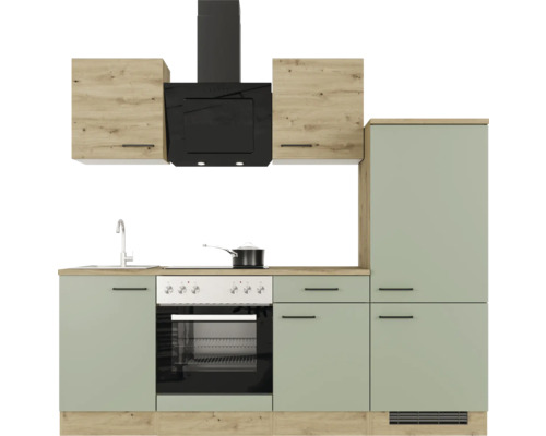 Kuchynská linka s drezom, sporákom, rúrou a digestorom