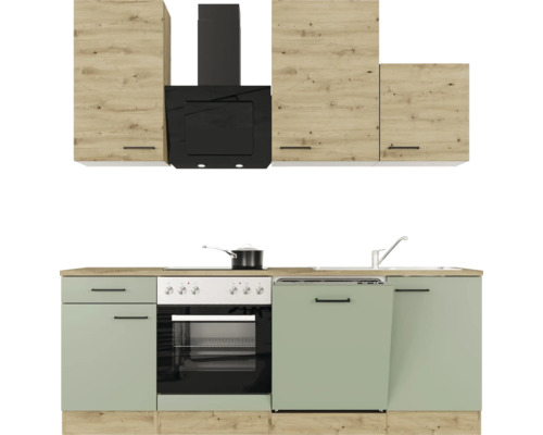 Kompletná kuchyňa s hornými a dolnými skrinkami, digestorom, drezom a elektrickými spotrebičmi