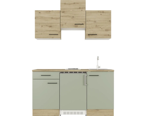 Kuchynská linka so spodnými skrinkami, drezom, varnou doskou a závesnými skrinkami v modernom dizajne