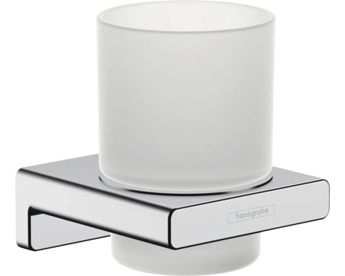Kelímok na zubné kefky hansgrohe AddStoris 41749000 Logo spoločnosti Hansgrohe. Pohár na zubné kefky s držiakom na montáž na stenu.