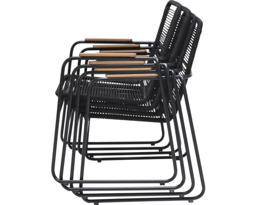 Stohovateľné stoličky s drevenými podrúčkami a kovovým rámom