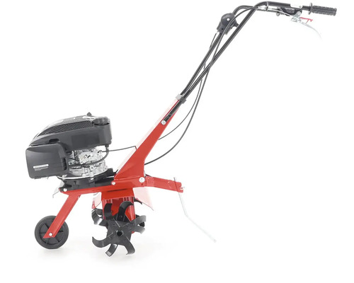 Motorový kultivátor s kolieskami a nastaviteľnou rukoväťou