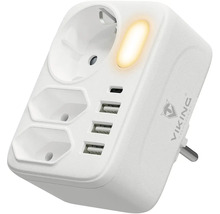 Adaptér s viacerými zásuvkami s USB portami a ochrannou kontaktnou zásuvkou