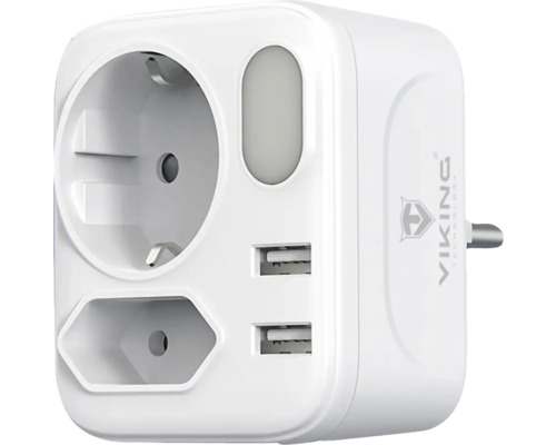 Adaptér do zásuvky s dvoma portami USB a jednou zásuvkou