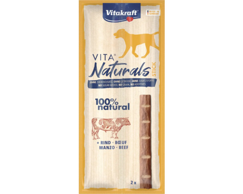Maškrta pre psov Vitakraft Vita Naturals tyčinky hovädzie 2x11 g Vitakraft Vita Naturals Stick hovädzie pre psy, vyrobené v Nemecku, bez pridaného cukru, bez obilia, bez prísad