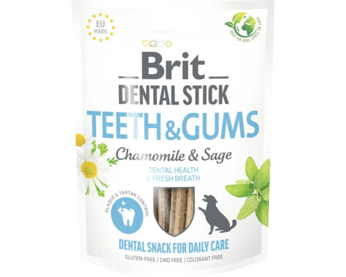 Maškrta pre psov Brit Dental Stick Teeth & Gums 7 ks Brit Dental Sticks pre zuby a ďasná, harmanček a šalvia