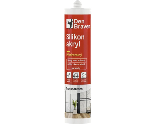 Silikón akrylový tmel DEN BRAVEN 280 ml transparentný Den Braven silikónový akryl transparentný