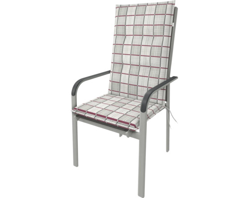 Záhradná stolička s károvaným sedákom a operadlom