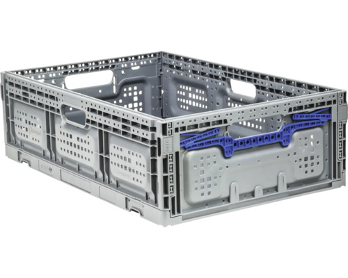 Výklopný box Industrial 600x185x400 mm sivý, modrý Sivá skladacia plastová prepravka