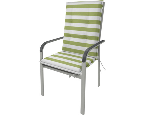 Záhradná stolička s podrúčkami a pruhovaným polstrovaním