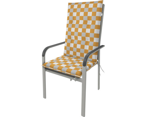 Záhradná stolička s kockovaným sedákom a operadlom