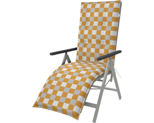 Záhradné ležadlo s podložkou so šachovnicovým vzorom
