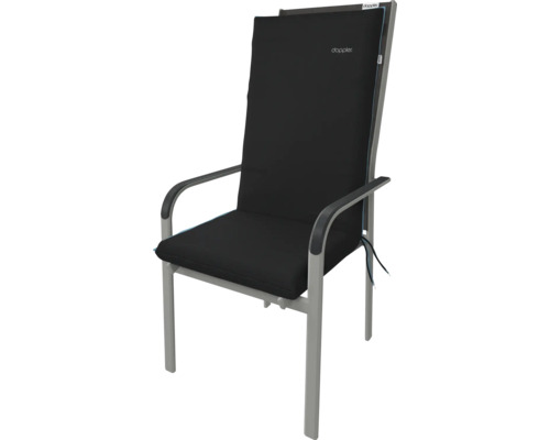 Záhradná stolička s čiernym poťahom a vysokým operadlom