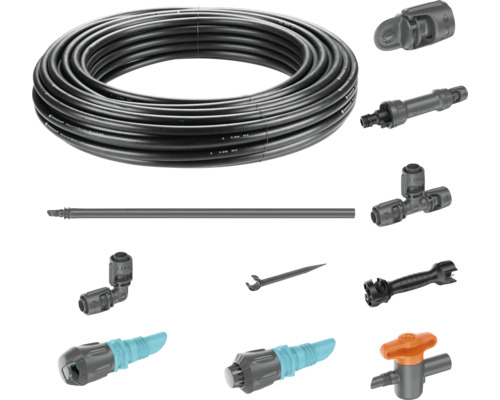 Zavlažovací systém Gardena Micro-Drip so záhradnou hadicou a príslušenstvom
