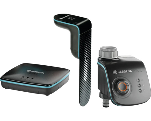 Inteligentný systém Gardena pozostávajúci zo senzora, brány a riadenia