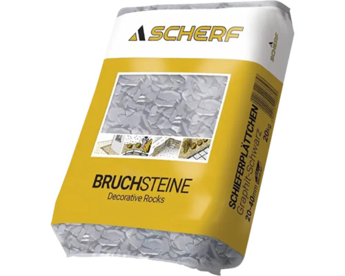 Okrasné kamene bridlicové 20–40 mm grafitovočierne balenie 20 kg Vrece s ozdobnými bridlicovými kameňmi, grafitovo čierna, 20 až 40 mm