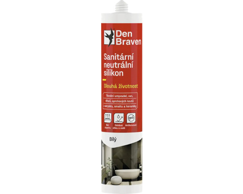 Sanitárny silikón DEN BRAVEN neutrálny 280 ml biely Den Braven sanitárna neutrálna silikónová kartuša