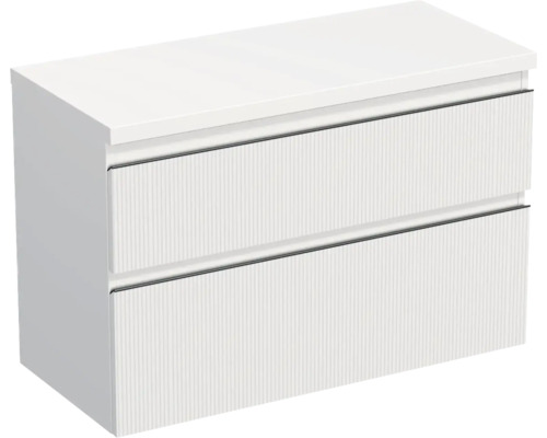 Skrinka pod umývadlo Jungborn TRENTA biela matná 96,7 x 64,6 x 44,5 cm Skrinka pod umývadlo s dvoma zásuvkami