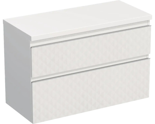 Skrinka pod umývadlo Jungborn TRENTA biela matná 96,7 x 64,6 x 44,5 cm Skrinka pod umývadlo s dvoma zásuvkami do kúpeľne