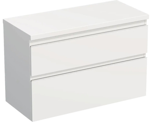 Skrinka pod umývadlo Jungborn TRENTA biela matná 96,7 x 64,6 x 44,5 cm Skrinka pod umývadlo s dvoma zásuvkami