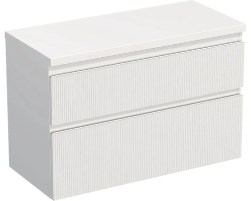 Skrinka pod umývadlo Jungborn TRENTA biela matná 96,7 x 64,6 x 44,5 cm Skrinka pod umývadlo s dvoma zásuvkami
