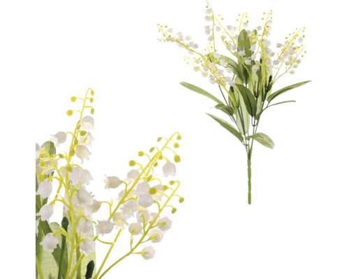 Umelá kvetina konvalinky kytica 30 cm biela