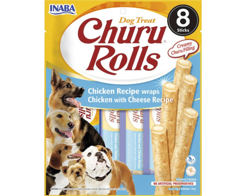 Maškrty pre psov Churu Dog Rolls kura, syr 96 g