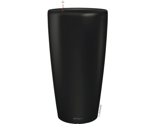 Čierny kvetináč s ukazovateľom hladiny vody