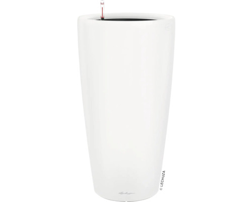 Biely kvetináč s ukazovateľom hladiny vody