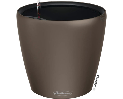 Hnedý kvetináč s ukazovateľom hladiny vody