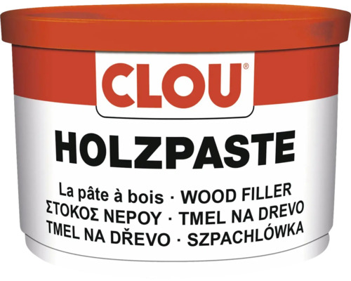 Tmel na drevo CLOU Holzpaste biely 250 g vodou riediteľný Tmel na drevo Clou v nádobe