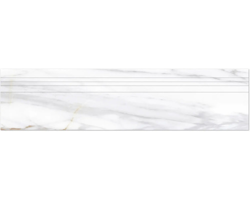 Dlažba na schody imitácia mramoru LUCCA Bianco Gold 29,5x120 cm