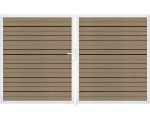 Dvojitá drevená brána s rukoväťou