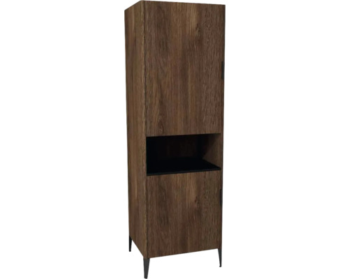 Kúpeľňová skrinka vysoká Devo Lotos ľavá bronzová 50 x 190 x 53 cm LF-SZS2D+OTLE60-F115 Vysoká skriňa s dreveným vzorom, úložným priestorom a nožičkami
