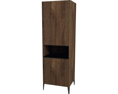 Kúpeľňová skrinka vysoká Devo Lotos pravá bronzová 50 x 190 x 53 cm LF-SZS2D+OTPR60-F115 Skriňa s dvomi dvierkami a otvorenou priehradkou