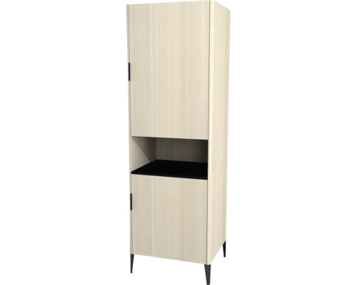 Kúpeľňová skrinka vysoká Devo Lotos pravá krémovo biela 60 x 190 x 53 cm LF-SZS2D+OTPR60-F98 Skrinka s dvomi dvierkami, otvorenou priehradkou a nožičkami