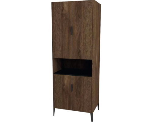 Kúpeľňová skrinka vysoká Devo Lotos bronzová 70 x 190 x 53 cm LF-SZS4D+OT70-F115 Skrinka vo farbe dreva s dvomi dvierkami hore a dvomi dvierkami dole s otvorenou priehradkou