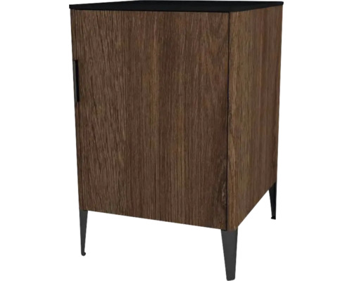 Midi skrinka do kúpeľne Devo Lotos pravá bronzová/čierna 50 x 76 x 53 cm LF-SZS1DPR50x76-F115 Kúpeľňová skrinka vo farbe dreva s dvierkami a nožičkami